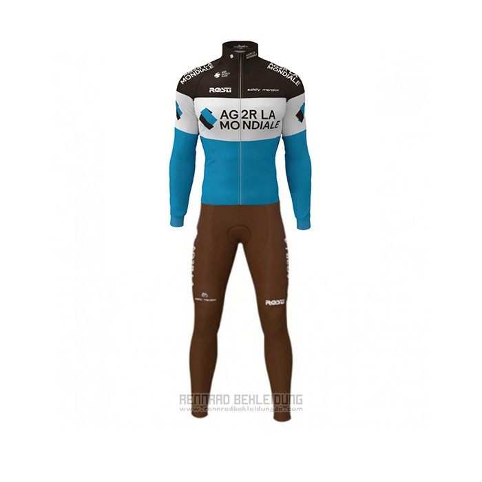 2019 Fahrradbekleidung Ag2r La Mondiale Shwarz Wei Blau Trikot Langarm und Tragerhose